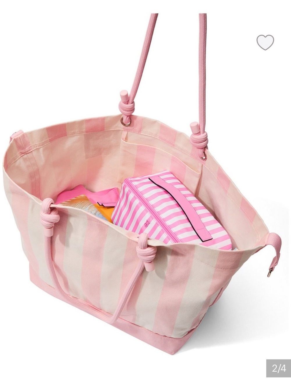 New in bag Victoria's Secret Pink and White Canvas Tote with Rope Handles - Picture 2 of 4